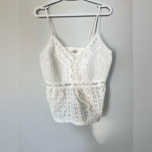 Abercrombie & Fitch White Embellished Cropped Camisole
